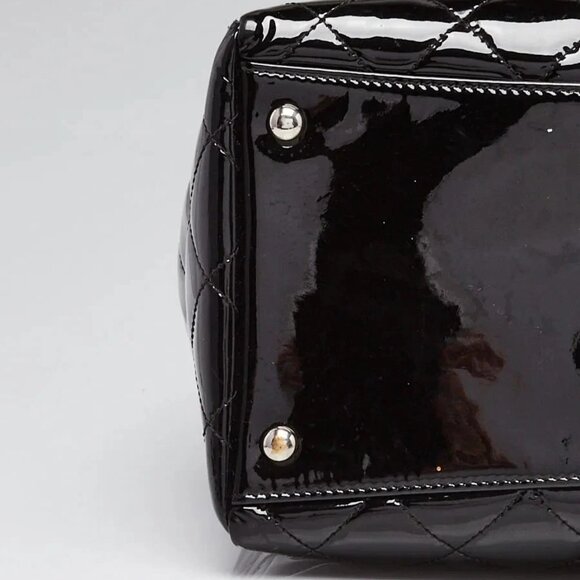 Chanel Black Quilted Patent Leather Front Pocket Large Tote Bag - Picture 5 of 11